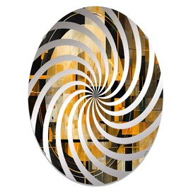 Cubism wall mirror, Oval Modern mirror, Round Gold bathroom mirror, Cubism vanity mirror Cubist Visions in Gold and Black II printed mirror decor, oval mirror 20x30