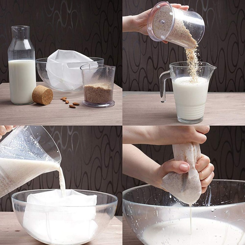 3Pcs Reusable Filter Bags Mesh Nylon Bags for Nut Milk,