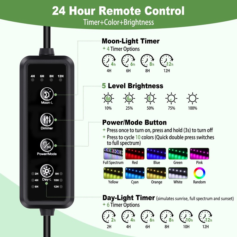hygger LED Aquarium Light with Timer, 40W Full Spectrum Fish
