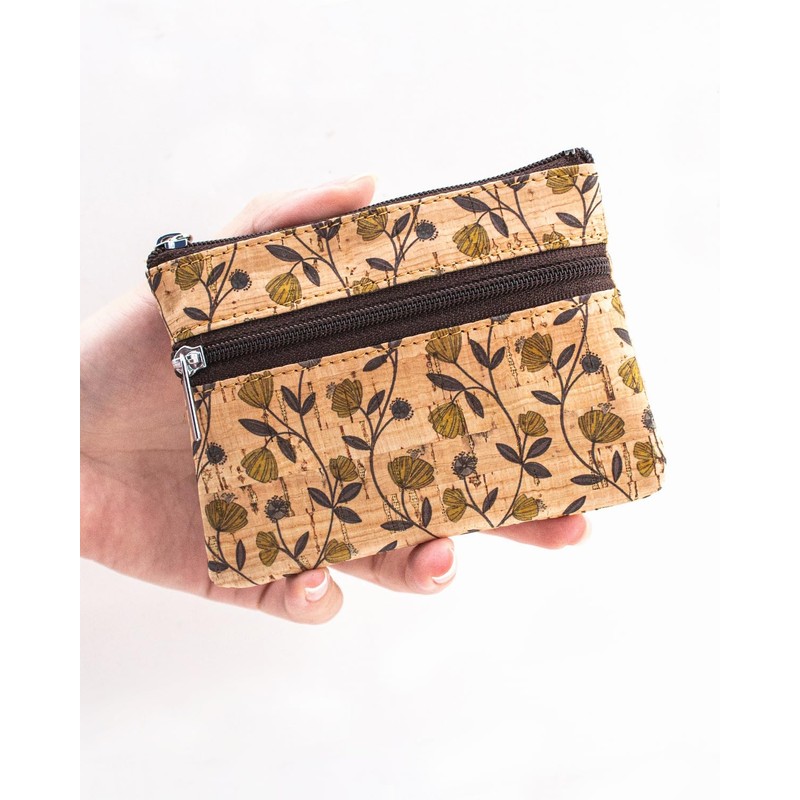 Boshiho Eco-Friendly Cork Zip Wallet with Key Ring, Green (green