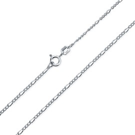 Unisex Thin Lightweight 1.2MM Strong Solid .925 Sterling Silver Figaro Link Chain Necklace For Men Women 16 Inch