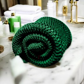 Sarhaana African Shower Net Djampe Exfoliating Bath Sponge Glove Flower Toilet XL Accessory Woman Man Child Body Scrub Net (Green Drill)