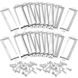 HAOBIN Pack of 30 Metal Label Holder Label Holder Label Frame 60 x 17 mm Metal Label Frame Label Holder Shelf Filing Cabinet with Screw Label Frame, Office Chest of Drawers, Book Shelf