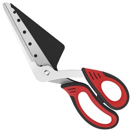 Vutyvve Pizza Scissors with Removable Pizza Spatula, Food Grade Sharp Stainless Steel Blades, Soft Handle, Multifunctional Kitchen Scissors, 27 cm, Red/Black