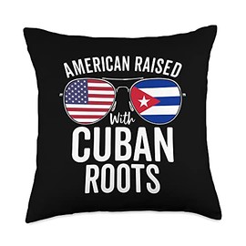 American Raised With Cuban Roots USA Cuba Flag Throw Pillow