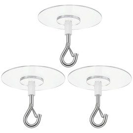 Sibba 3-Pack Heavy Duty Adhesive Ceiling Hooks Drill-Free Wall Hooks