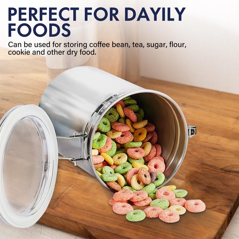 ENLOY 165oz Stainless Steel Airtight Canister for Kitchen, Large Flour