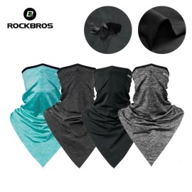 ROCKBROS Neck Gaiter Half Face Mask Ice Silk Scarf Sun Mask Balaclava Bandana US - Fine Gray
