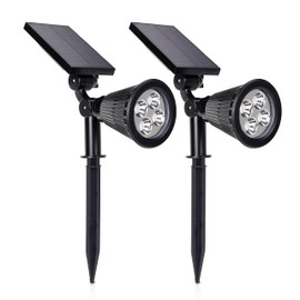Techko Outdoor Solar Spotlight for Garden Landscape, Accent Lighting, Waterproof, Pathway Spotlight - 2-Pack, Black