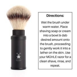 MÃHLE Travel Reiserasierpinsel - Silvertip Fibre Rasurpinsel - Griff aus schwarzem, eloxiertem Aluminium - Handarbeit - vegan