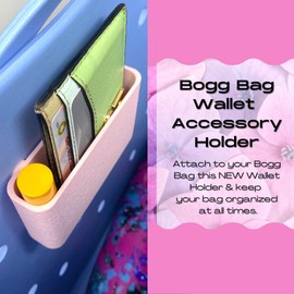FRESHe BOGLETS - Wallet Holder Organizer Charm Accessory Compatible with Bogg Bags - Keep Wallet Handy with your Tote Bag - Fits Inside of the Bag - Multiple Color Options! (Pink)