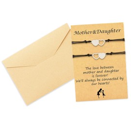 Long tiantian Mother Daughter Bracelets Mother Day Gift for Mommy from Daughter Mother Daughter Bracelets Set for 2 Heart Bracelets for Women Heart Gift for Mother