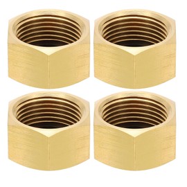PATIKIL 3/4" NPT Female Brass Pipe Fitting Cap Set, 4Pcs Outer Hex Thread Socket Plug Ends Sealing Cap Stop Valve Connector with Rubber Gasket for Faucets Tap Irrigation System