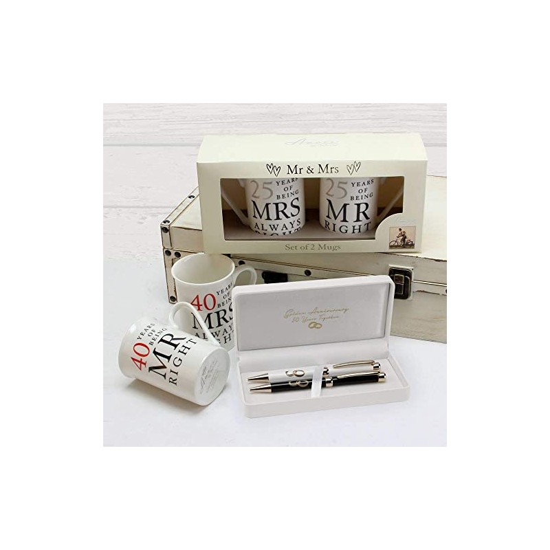 Amore 25th Anniversary Set of 2 China Mugs 'Mr Right