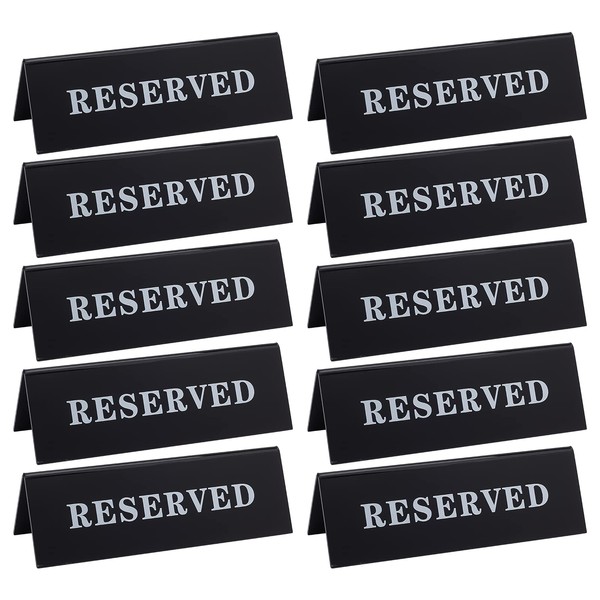 OLYCRAFT 10Pcs 6x1.8x2Inch Black Acrylic Reserved Table Tent Sign Guest
