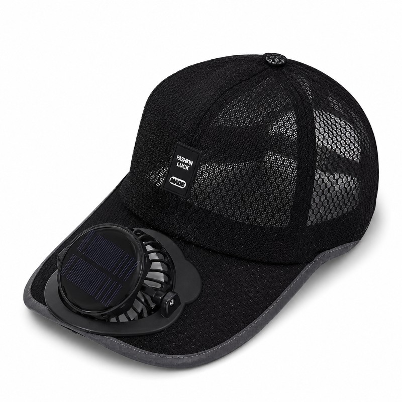 Solar Powered Fan Cap for Outdoor Cooling – USB Rechargeable