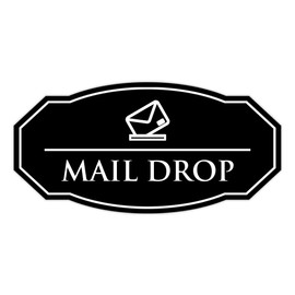 Signs ByLITA Victorian Mail Drop Durable ABS Plastic | Laser Engraved | Easy Installation | Elegant Design Sign (Black) - Medium