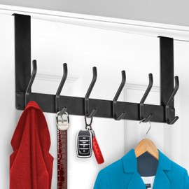 LYNK Professional® Home™ Over Door Hooks Rack - 12 Hook Over Door Hanger - Over Door Towel Rack - Hanging Towels or Clothes - for Bathroom, Bedroom or Laundry Room – Lifetime Ltd. Warranty - Black