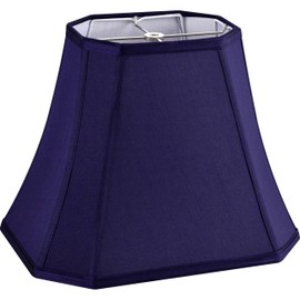 GO&SO Square Cut Corner Lampshade, 8x14x11 Inch Medium Table Lamp Shade Blue, Natural Linen Handcrafted, Easy Assembly Required (Single)