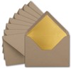 10 x metallic gold lined envelopes DIN C5, cappuccino (brown),