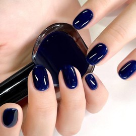 COSMOO 15ml Deep Blue Quick Dry Nail Polish, Black Blue Chip-Resistant Nail Lacquer for Nail Art