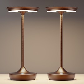 Tpczqj Cordless Table Lamp Rechargeable- LED Battery Operated Touch Lamps,Portable 3 Color Dimmable Waterproof Lights for Patio/Restaurant/Dining/Outdoor(Brown2)