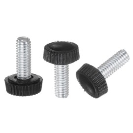 uxcell 20pcs M6 x 16mm Metric Male Thread Knurled Knobs, Thumb Screw Clamping Knobs Grip Plastic Handle Hand Knobs with Threaded Stud, Black