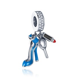 LONGLUCK 925 Silver Bead Charms for Women Charms Pendant with 5A Zirconia for Bracelet Pendant Fit European Bracelets Necklaces Jewellery Gift for Women for Family Friendship Love, Sterling Silver,