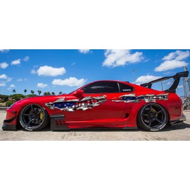 US Flag Ripped Metal car Vinyl Decal, USA Graphics, American Side wrap, Patriotic Sticker, Design, (15x45), Multicolor, (vsgd33-16)