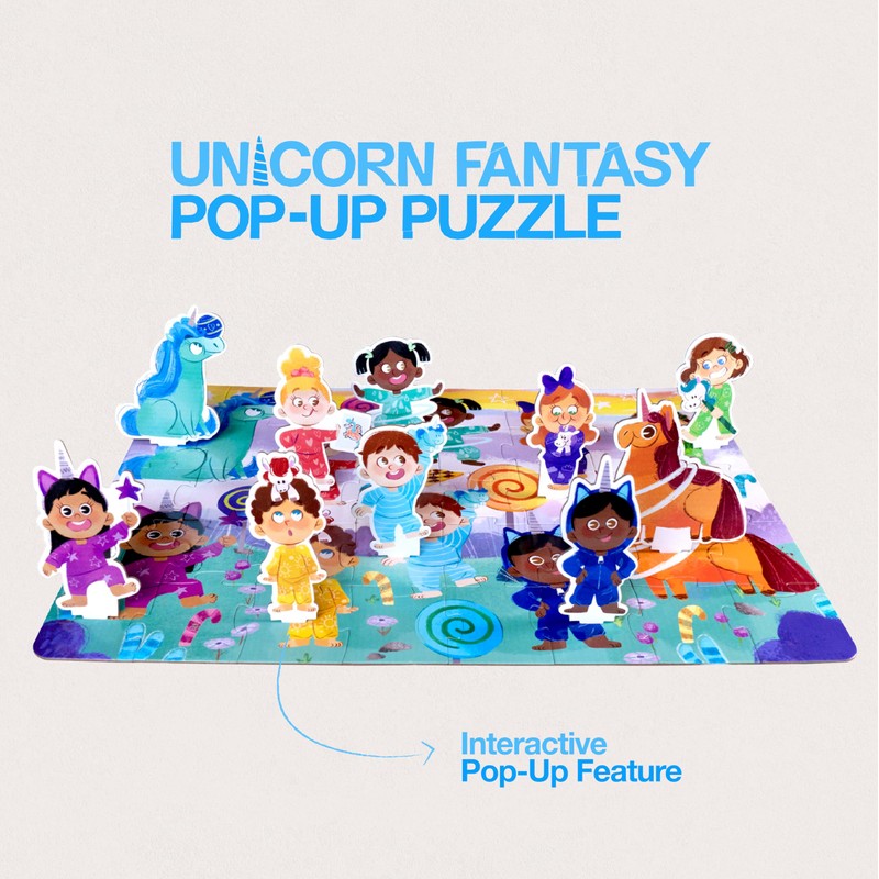 Crazy Little Books Unicorn Pop-Up Jigsaw Puzzle, Cardboard, 20'' x