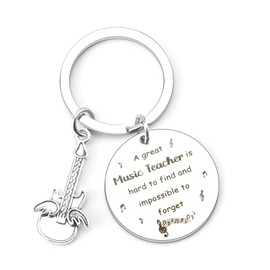 Music Teacher Gifts Women Male,Appreciation Thank You Present for Music Teacher Keychain Supplies Birthday Retirement Retired Gifts Ideas Funny Guitar Keychain for Men Teachers Day from Student