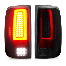 LED Tail Lights Pair 2004-2008 Fit for Ford F-150 F150 Pickup [Factory Halogen Type] Fleetside Bed Model, LED Tube Rear Brake Lamp Taillight Assembly, Smoked Lens