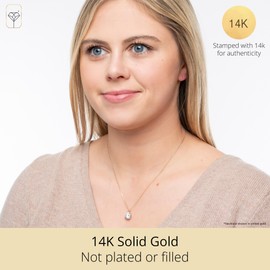 MAX + STONE 14k Yellow Gold 10mm Round Solitaire Cubic Zirconia Pendant Necklace for Women with 18 Inch Box Chain