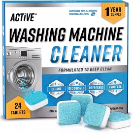 ACTIVE Washing Machine Cleaner Descaler 24 Pack - Deep Cleaning Tablets HE Front Load