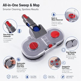 Electric Mop Head Attachment for Dyson V7–V11 – Vacuum Mop Kit with Water Tank & Microfiber Pads