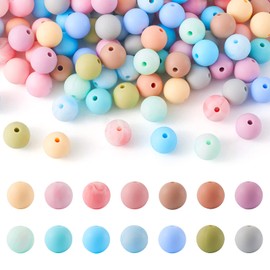 Beadthoven 140pcs 9mm Silicone Beads for Keychain Making Pastel Color Round Silicone Beads Rubber Loose Assorted Craft Beads for Bracelet Lanyard Pen Necklace Jewelry Making DIY Craft