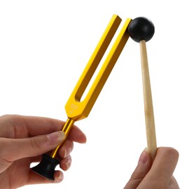 Tuning Fork Set(128Hz, 256Hz, 512Hz), Tuning Fork Instrument for Chakra with Hammer, Rubber Base, Storage Bag and Cleaning Cloth, Gold