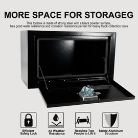 PRUNkuar 24 Inch Underbody Truck Tool Box Heavy Duty Steel Plated Storage Box with T-Handle Lock Waterproof Smooth Surface 24"x 12"x 14" for Pickup, Truck Bed, RV, Trailer Black