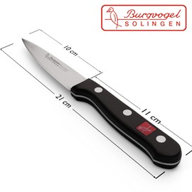 Burgvogel Solingen, Serie 4000, Coltello per lardellare, 10 cm, inossidabile, lavabile in lavastoviglie, affilato e rivettato, nero