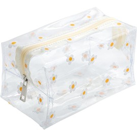 Clear Flower Makeup Bag Transparent Floral Cosmetic Bag,1Pc Cute PVC Clear Flower Makeup Bag Floral Cosmetic Bag,Transparent Floral Cosmetic Bag Clear Makeup Bag,Cute Flower Pvc Clear Makeup Bag,White