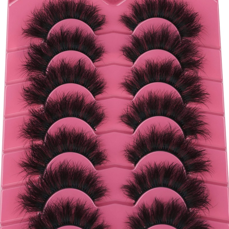 Mink Lashes Fluffy 8D Volume Wispy Eye Lashes Cat-Eye Long
