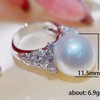 Metmejiao Vintage Women Pearl Ring 925 Sterling Silver Shiny Round