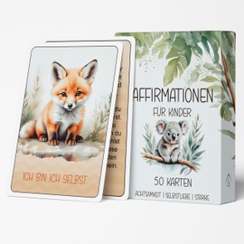 HappyArts® 50 Affirmation Cards for Children, Educational Value, Strengthen Self-Confidence, 10.5 x 7.4 cm, Understanding Feelings, Mindfulness, Promote Self-Love