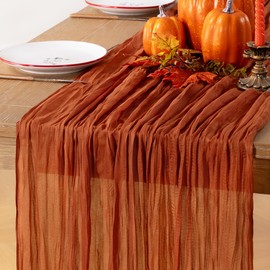 LINXTAR Terracotta Table Runner Cheesecloth Table Runner 10FT Farmhouse Table Runners 120 Inches Spring Table Decor Dining Room Centerpiece for Wedding Boho Baby Shower Birthday