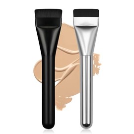 Pincel de Base Plana de 2 Piezas, Cepillo de Máscara Facial, Espátula de Maquillaje, Cepillo Facial para Máscara de Base Líquida, Cepillo de...       