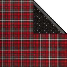 American Greetings Reversible Wrapping Paper, Red and Black Plaid (1 Jumbo Roll, 175 sq. ft.)