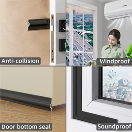 196 Inch Window Weather Stripping Door Seal Strip for Bottom and Side of Door,Self Adhesive PU Foam Weather Strip for Window and Door Insulation Soundproofing,Door Sweep for Interior Doors (Black)