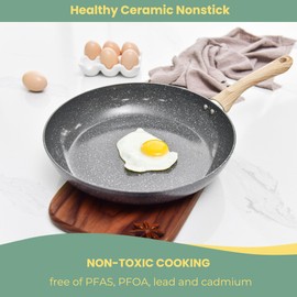 Bakeley Stretched Aluminium Wok Pan 3-piece frying pan set Nostick Chinese Wok Fry Pans for Induction, Electric, Gas Stoves