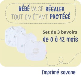 Noukie's - Pack of 3 Bibs - Jersey - Ecru - up to 12 Months