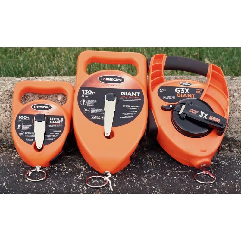 Keson G130 Giant Chalk Line Reel, 24-Ounce Chalk Capacity, 130-Foot